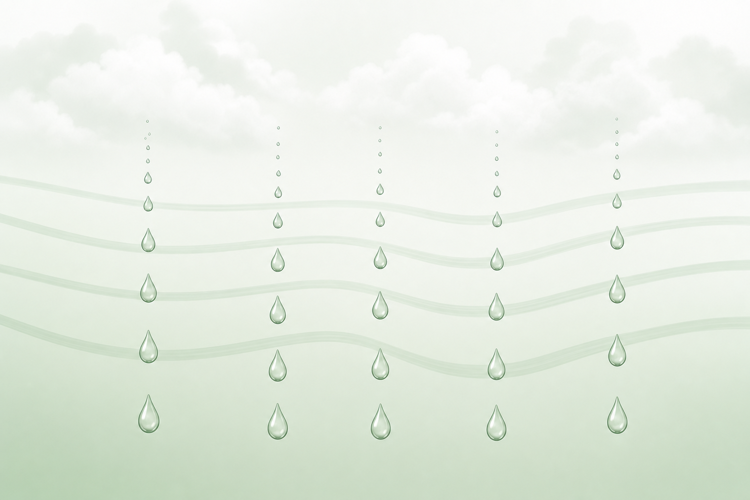 Educational diagram concept showing falling raindrops reaching terminal velocity in air