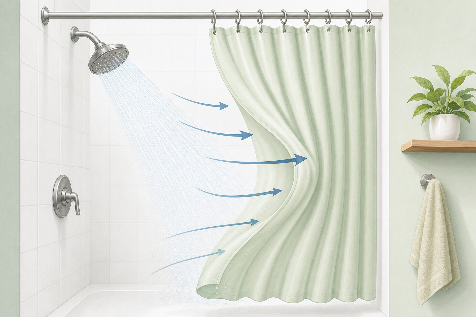 How Pressure Differences Make Your Shower Curtain Move Toward You